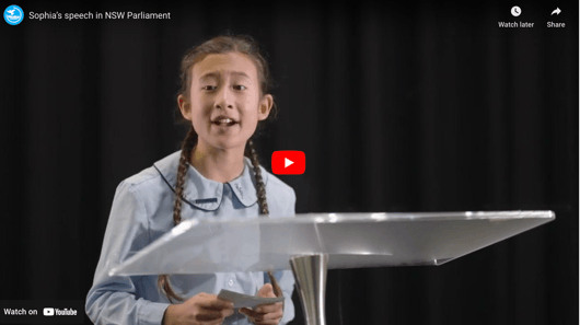 Sophia’s speech in the NSW Parliament