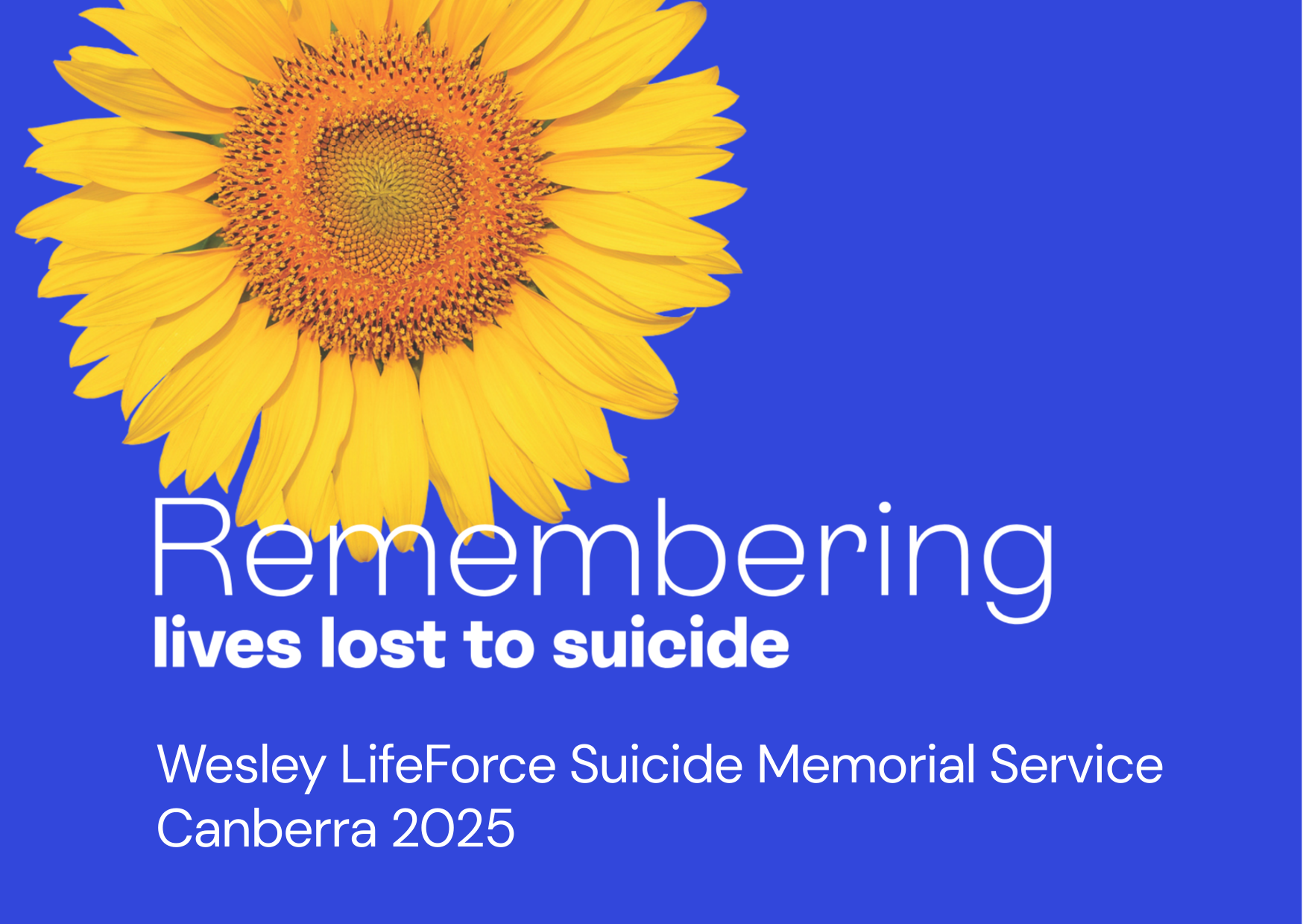 Wesley LifeForce Suicide Memorial Service Canberra,  2025 (ACT)