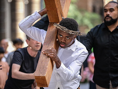 Good Friday street performance