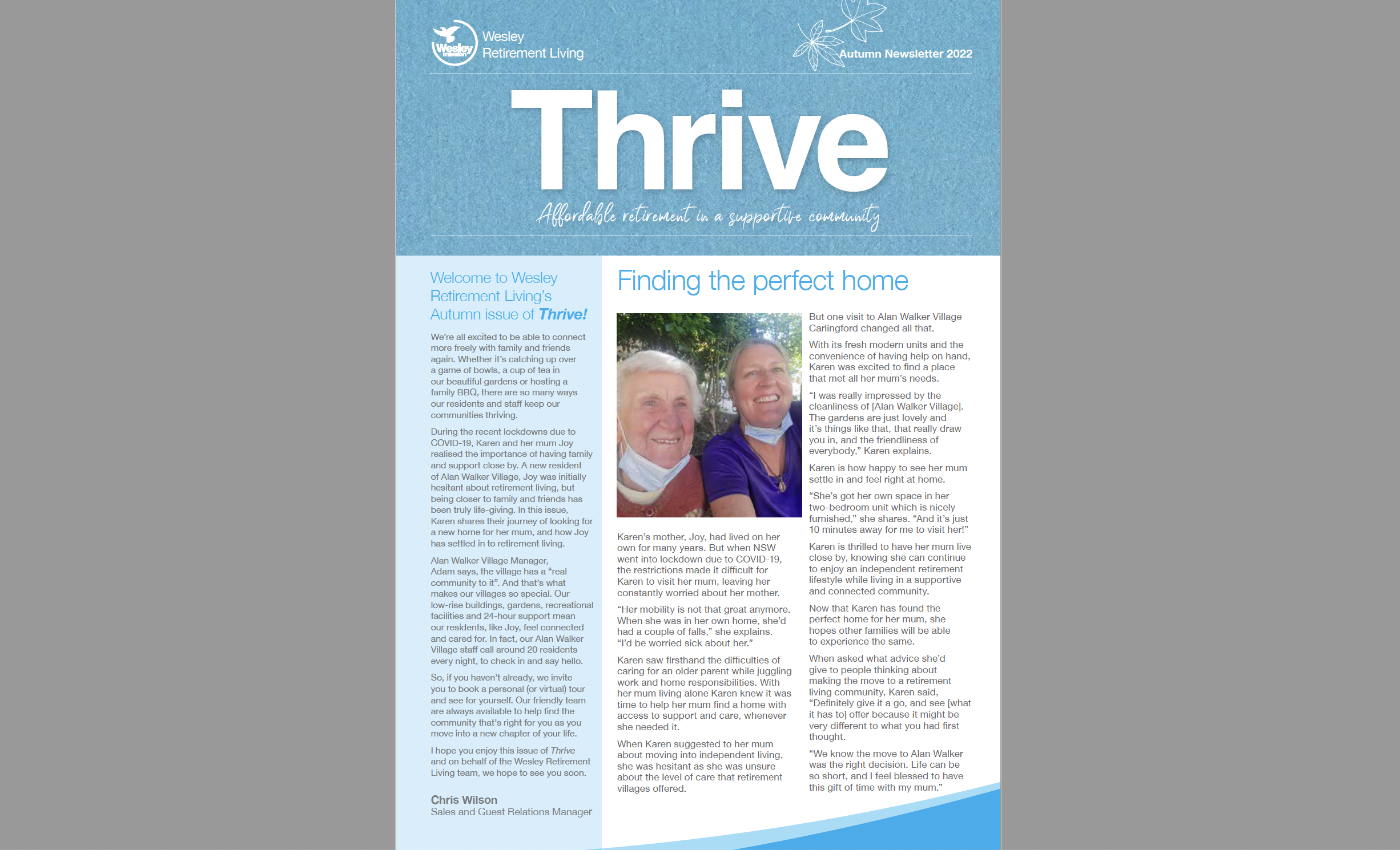 Thrive newsletter cover Autumn 2022